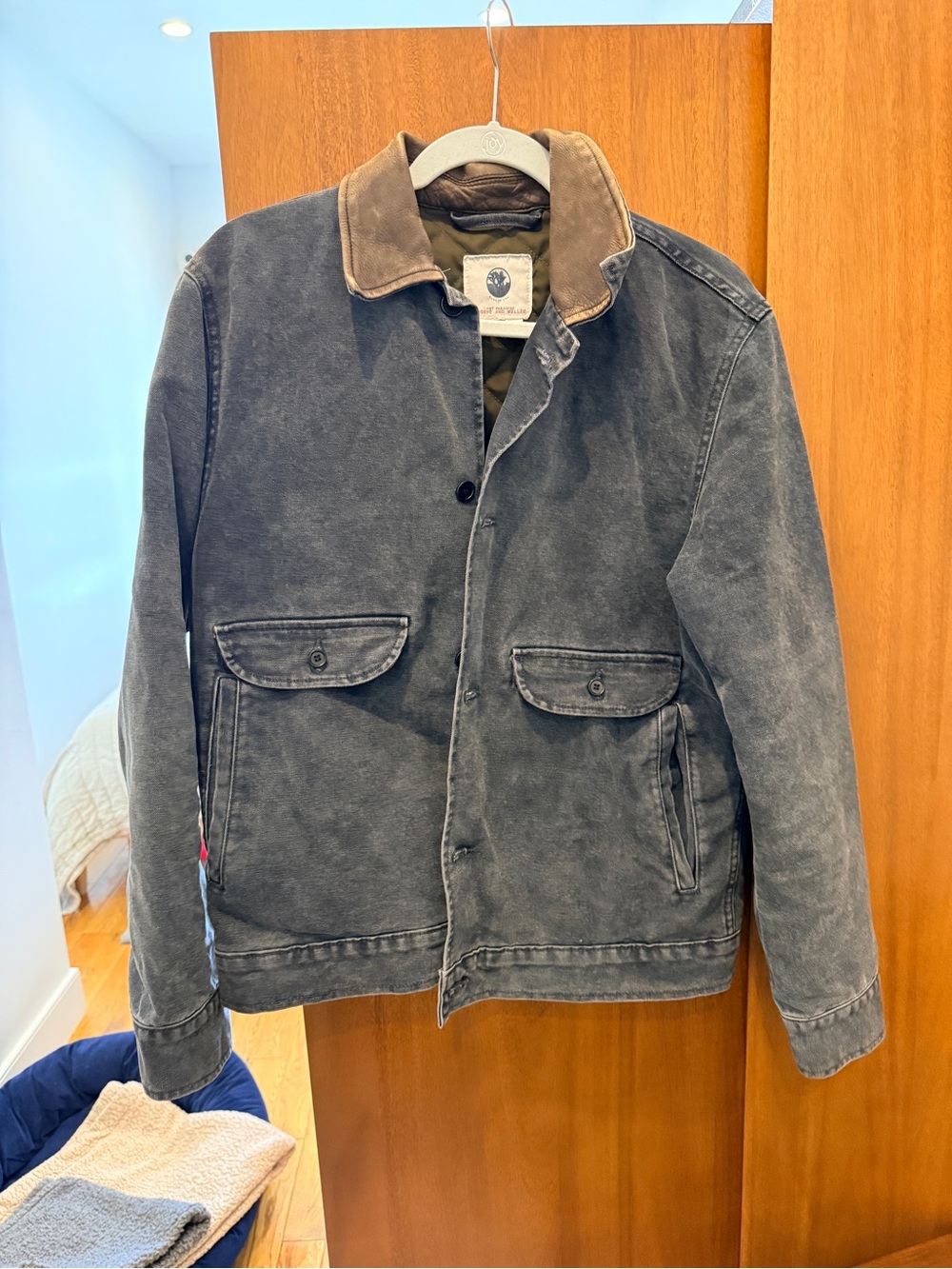 Imogene + Willie Quilt-Lined Canvas Chore Coat, Size Medium, Washed Black - Picture 3 of 6